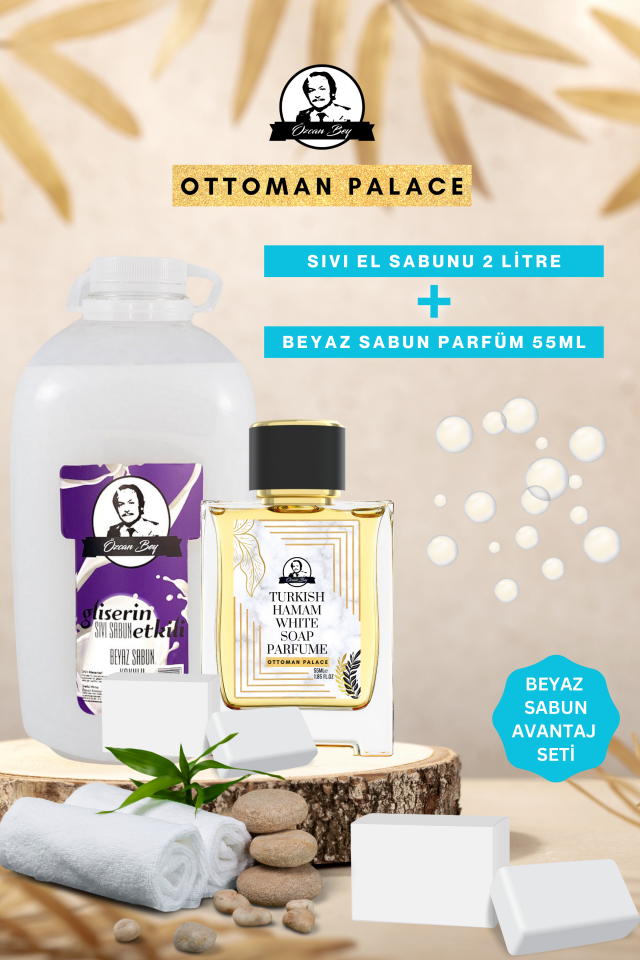 Ottoman Serisi Beyaz Sabun Kokulu Parfüm White Soap 55ml Ve Sıvı Beyaz Sabun Sıvı Sabunu 2500ml