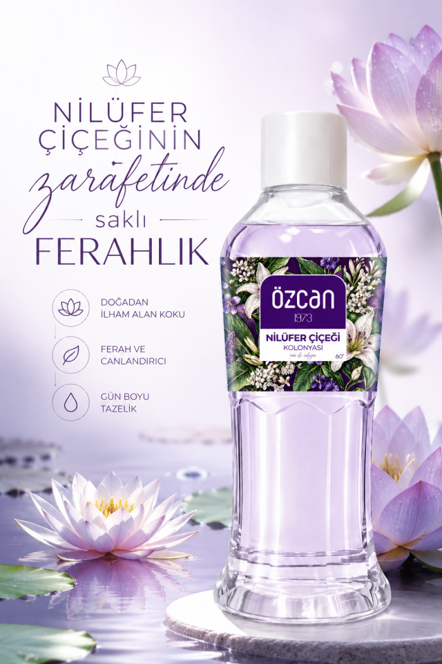 Premium Seri Nilüfer Çiçeği Kolonyası, Ferahlatıcı ve Serinletici Kolonya Perfumed Cologne Pet Şişe 400ml