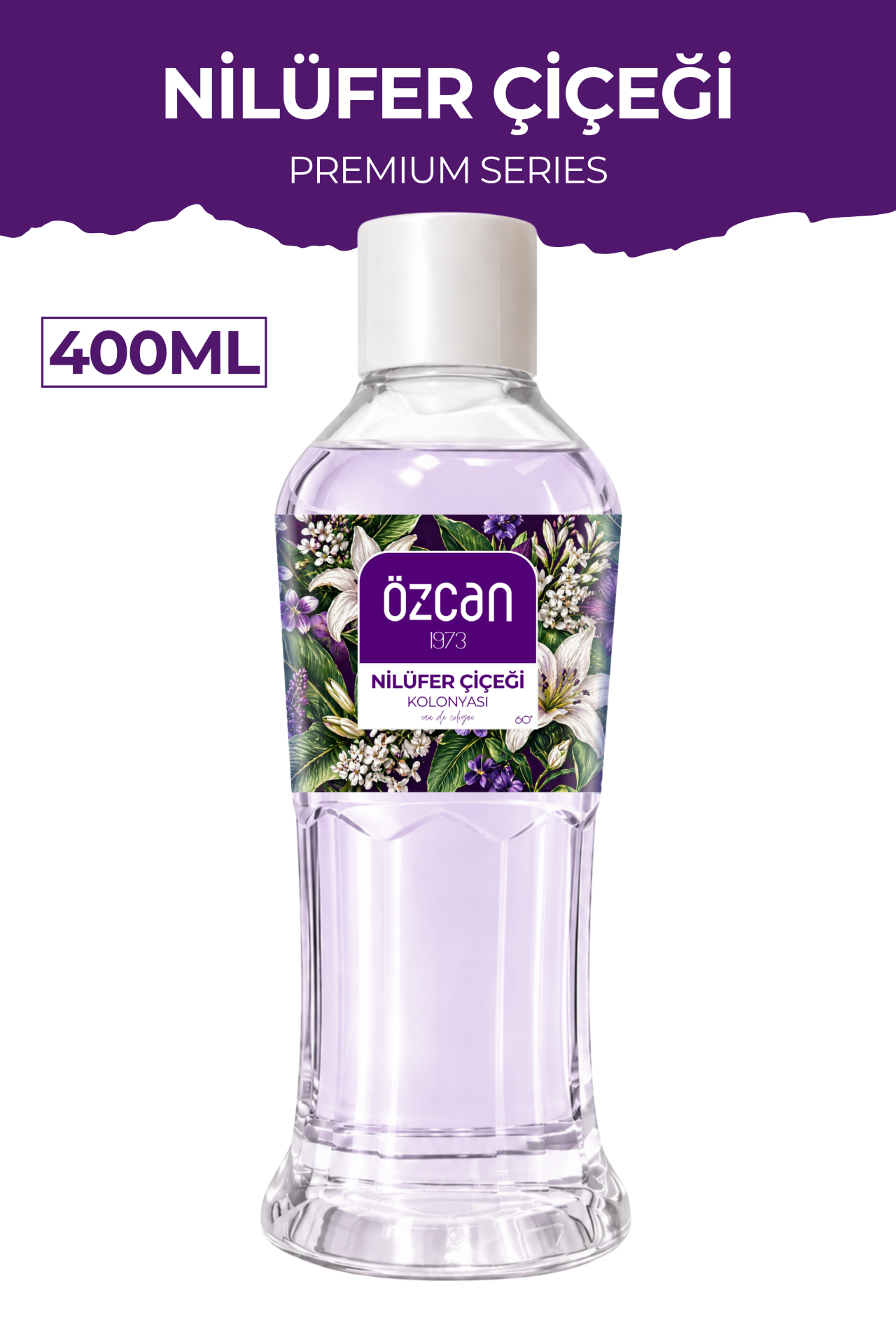 Premium Seri Nilüfer Çiçeği Kolonyası, Ferahlatıcı ve Serinletici Kolonya Perfumed Cologne Pet Şişe 400ml