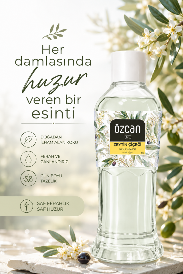 Premium Seri Zeytin Çiçeği Kolonyası, Ferahlatıcı ve Serinletici Kolonya Perfumed Cologne Pet Şişe 400ml