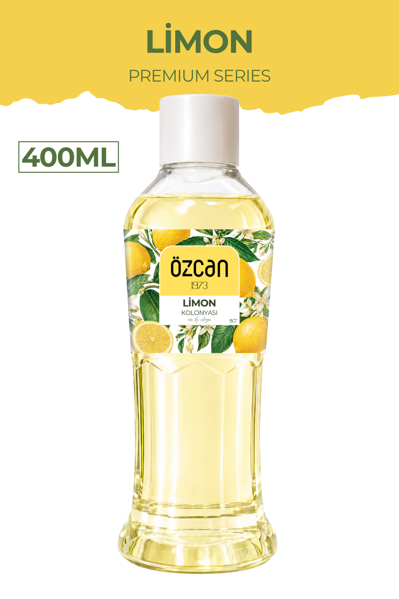 Premium Seri Limon Kolonyası, Ferahlatıcı ve Serinletici Kolonya Perfumed Cologne Pet Şişe 400ml