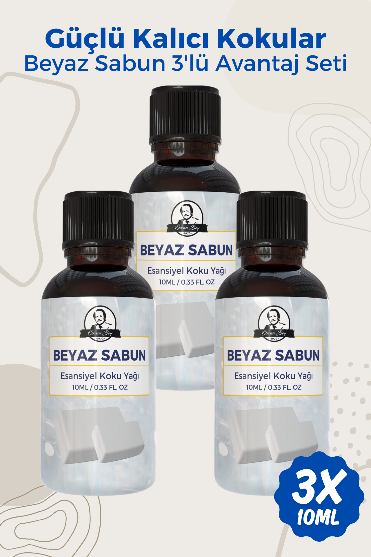 Beyaz Sabun Avantaj Seti Saf Esansiyel Uçucu Yağ Buhurdanlık Yağı Difüzör Esansı Aromaterapi 3x 10ml