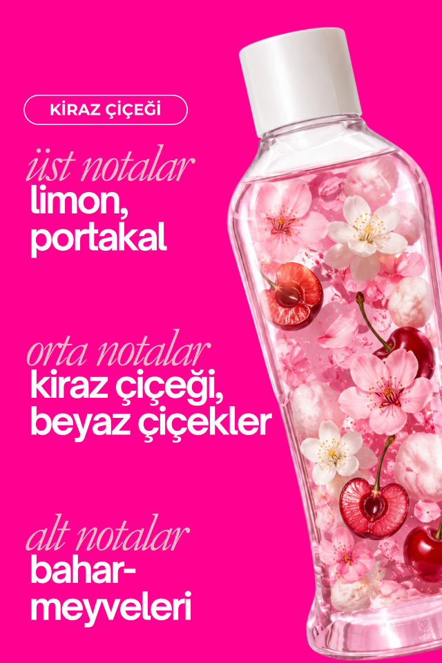 Premium Seri Kiraz Çiçeği Kolonyası, Ferahlatıcı ve Serinletici Kolonya Perfumed Cologne Pet Şişe 400ml