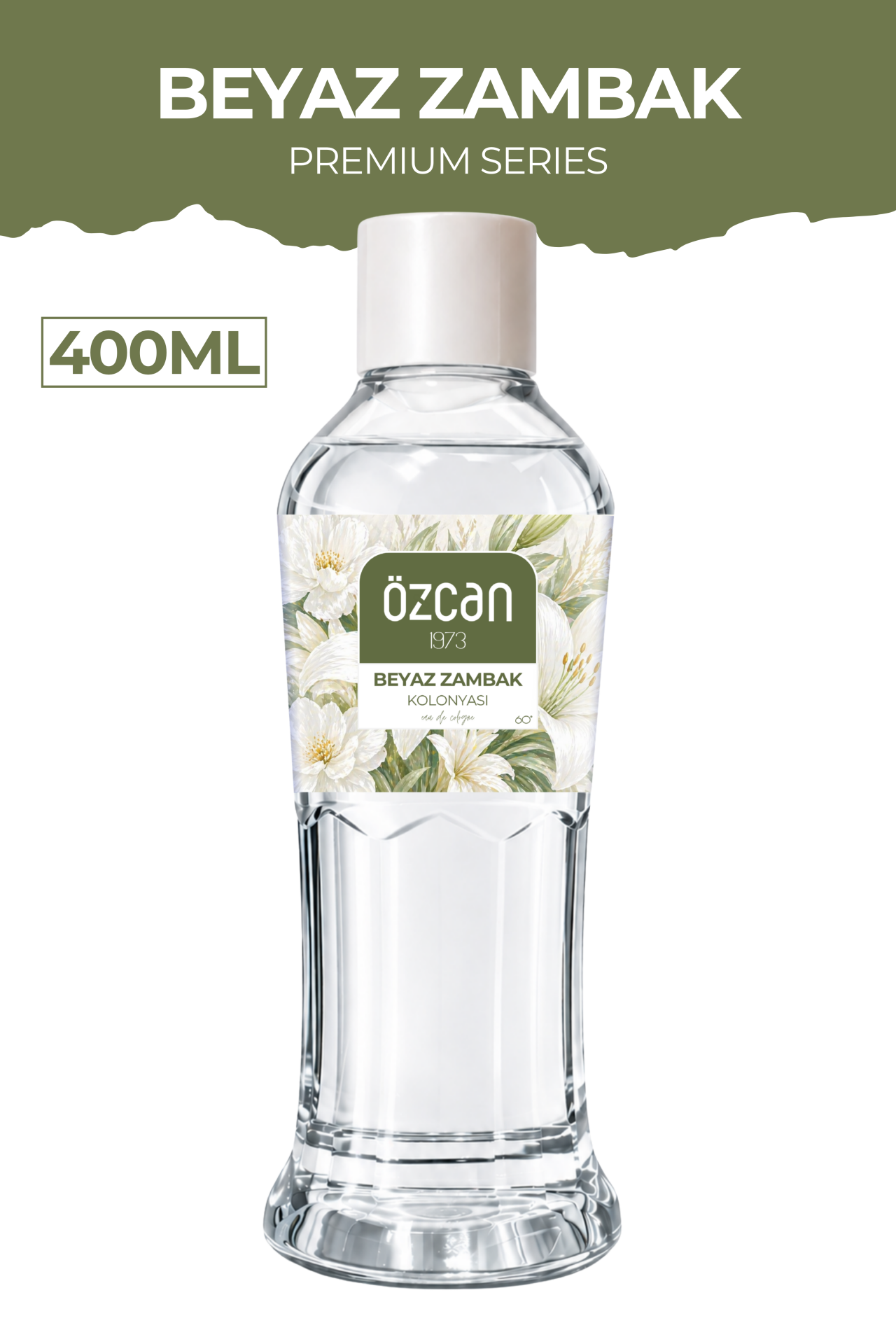 Premium Seri Beyaz Zambak Kolonyası, Ferahlatıcı ve Serinletici Kolonya Perfumed Cologne Pet Şişe 400ml