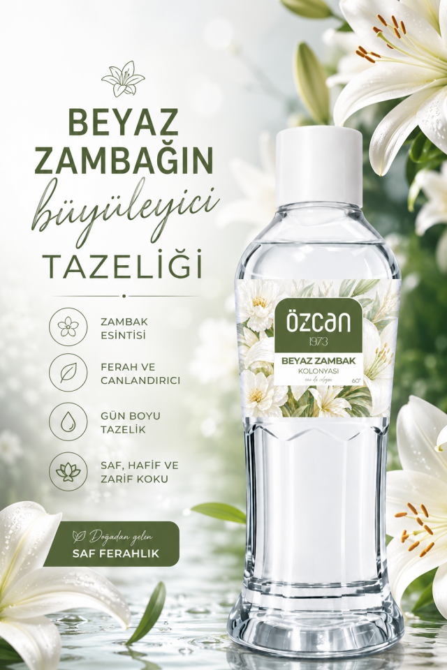 Premium Seri Beyaz Zambak Kolonyası, Ferahlatıcı ve Serinletici Kolonya Perfumed Cologne Pet Şişe 400ml