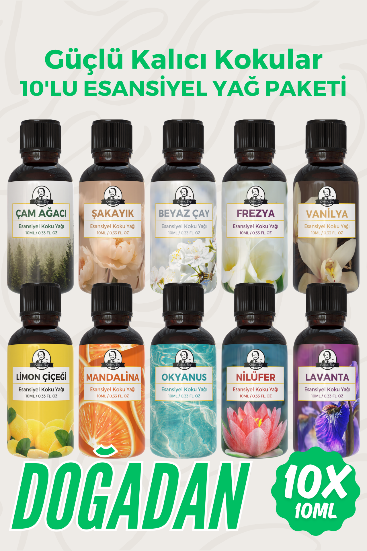 Doğadan Avantaj Seti Saf Esansiyel Uçucu Yağ Buhurdanlık Yağı Difüzör Esansı Aromaterapi 10x 10ml