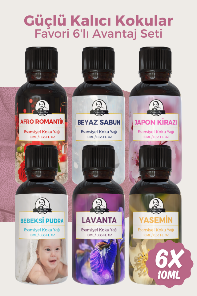 Favori Avantaj Seti Saf Esansiyel Uçucu Yağ Buhurdanlık Yağı Difüzör Esansı Aromaterapi 6x 10ml