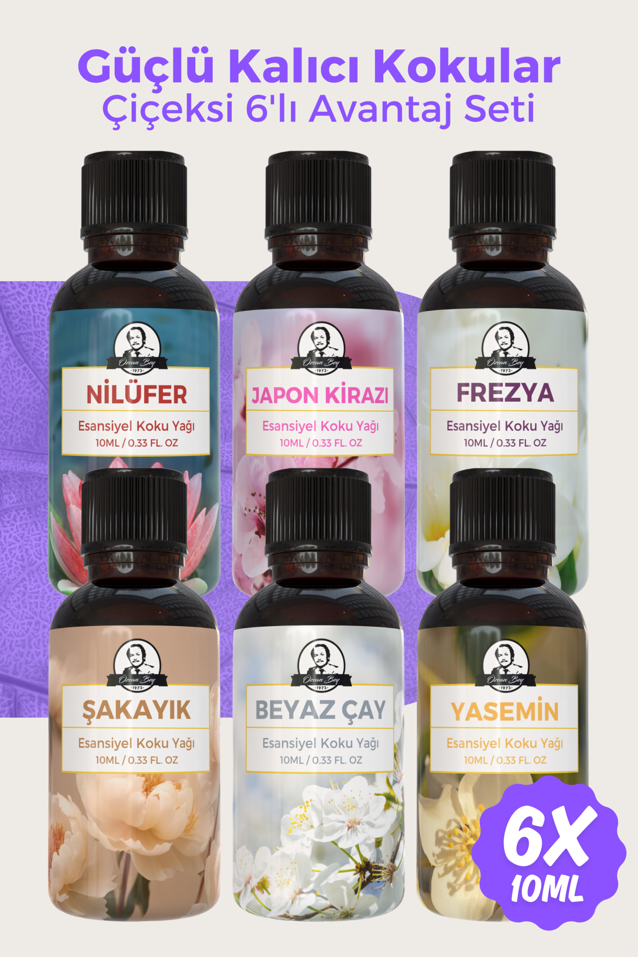 Çiçeksi Avantaj Seti Saf Esansiyel Uçucu Yağ Buhurdanlık Yağı Difüzör Esansı Aromaterapi 6x 10ml