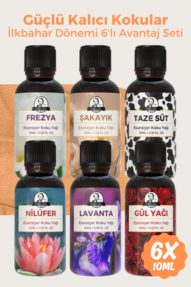 İlkbahar Avantaj Seti Saf Esansiyel Uçucu Yağ Buhurdanlık Yağı Difüzör Esansı Aromaterapi 6x 10ml