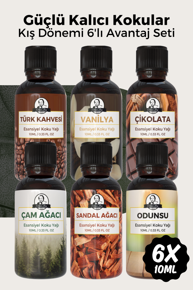Kış Avantaj Seti Saf Esansiyel Uçucu Yağ Buhurdanlık Yağı Difüzör Esansı Aromaterapi 6x 10ml