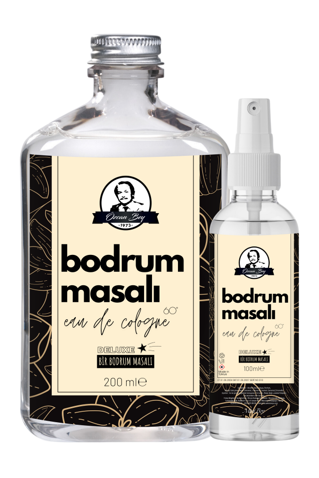 Deluxe Seri Bodrum Masalı Kolonyası Parfümlü Beyaz Şakayık Çiçeği Kokulu Kolonya Takımı 200ml+100ml