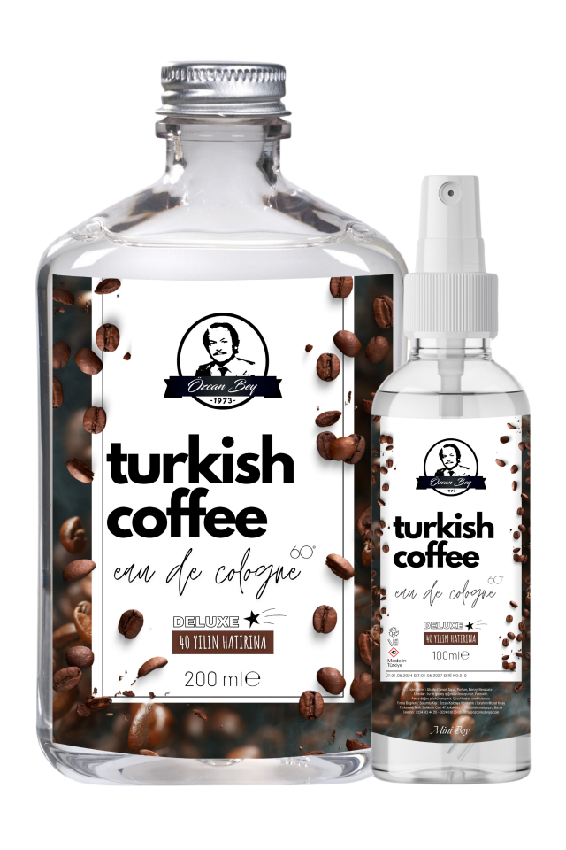 Deluxe Seri Turkish Coffee Kolonyası Parfümlü Türk Kahvesi Kokulu Kolonya Takımı 200ml + 100ml