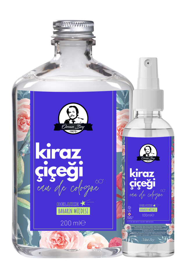Deluxe Seri Kiraz Çiçeği Kolonyası Parfümlü Kiraz Çiçeği Kokulu Kolonya Takımı 200ml + 100ml