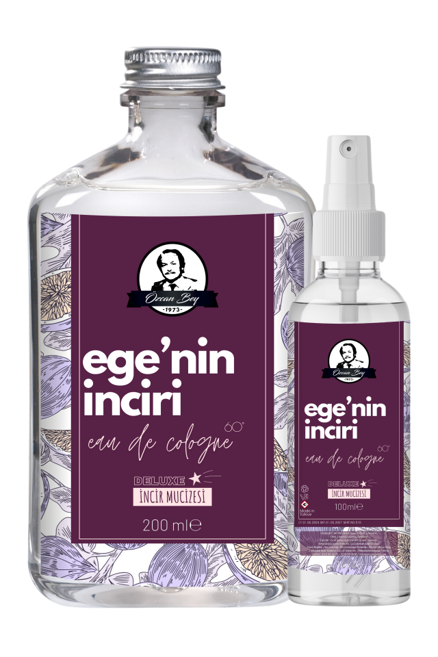 Deluxe Seri Ege'nin İnciri Kolonyası Parfümlü İncir Çiçeği Kokulu Kolonya Takımı 200ml + 100ml