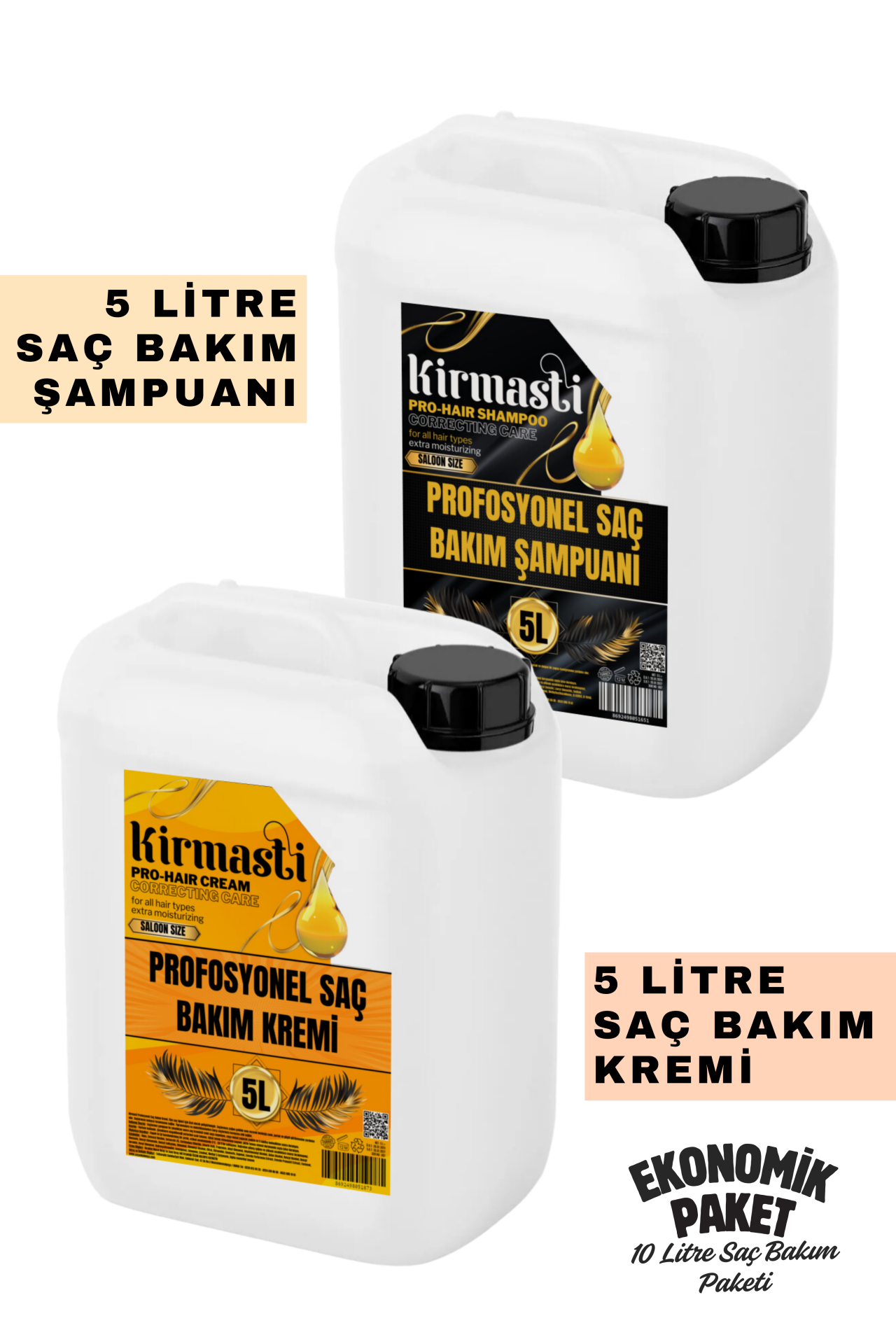 Profesyonel Saç Bakım Şampuanı ve Saç Bakım Kremi Avantaj Paketi Ekonomik Boy 2 x 5000ml
