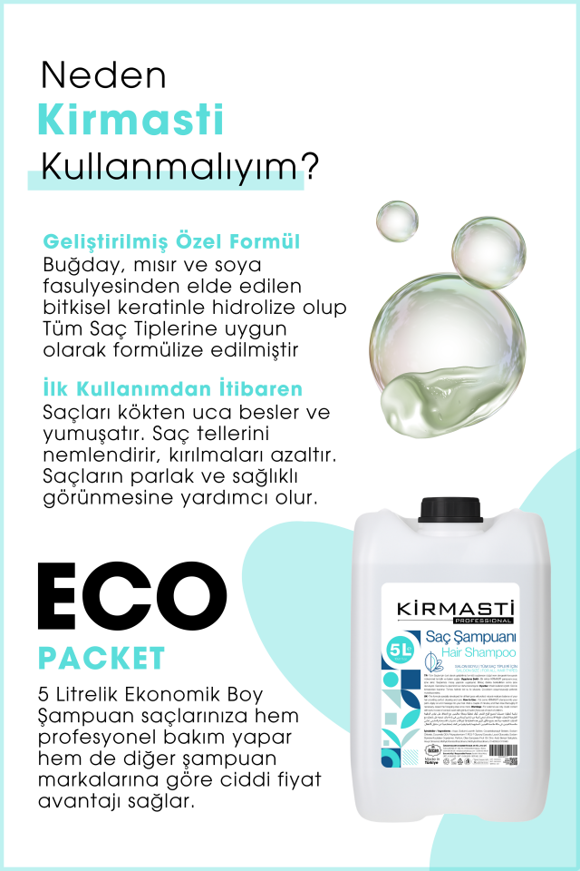 Profesyonel Saç Bakım Şampuanı ve Saç Bakım Kremi Avantaj Paketi Ekonomik Boy 2 x 5000ml