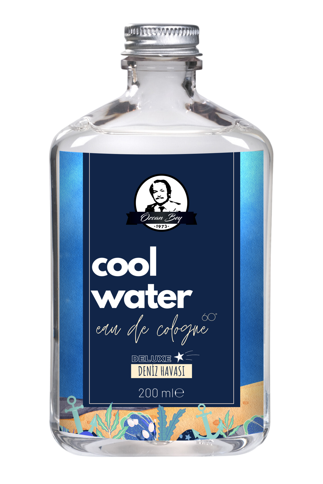 Deluxe Seri Cool Water Kolonyası Parfümlü Okyanus Buz Ice Kokulu Kolonya 200ml Cam Şişe
