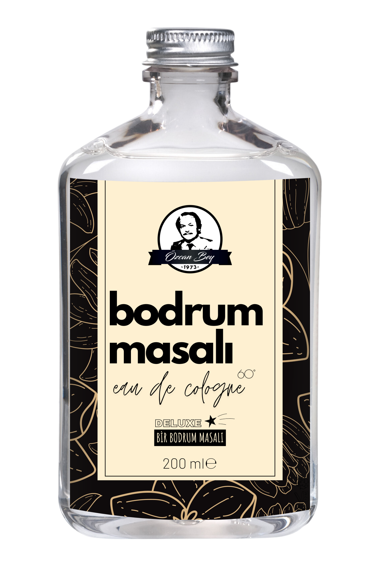 Deluxe Seri Bodrum Masalı Kolonyası Parfümlü Beyaz Şakayık Çiçeği Kokulu Kolonya 200ml Cam Şişe