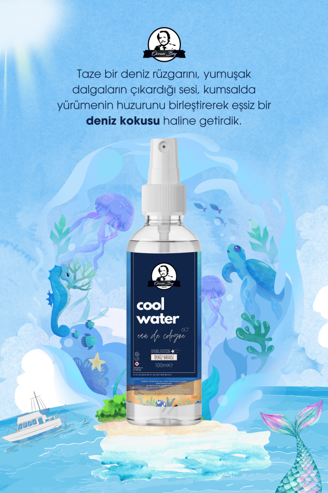 Mini Deluxe Seri Cool Water Kolonyası Parfümlü Okyanus Buz Ice Kokulu Kolonya 100ml Pet Şişe