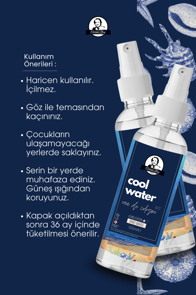 Mini Deluxe Seri Cool Water Kolonyası Parfümlü Okyanus Buz Ice Kokulu Kolonya 100ml Pet Şişe