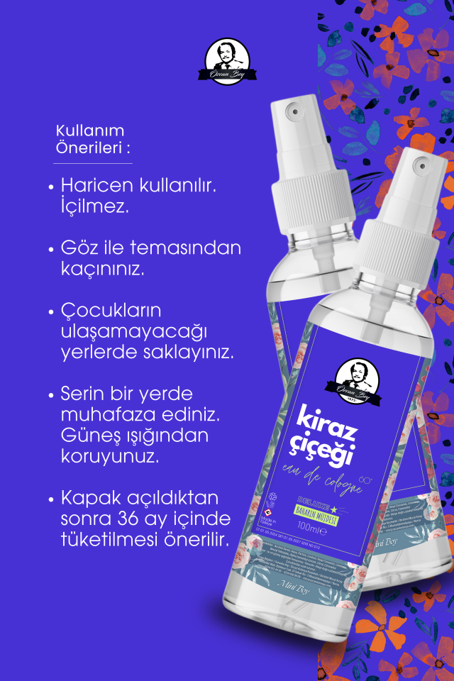 Mini Deluxe Seri Kiraz Çiçeği Kolonyası Parfümlü Sakura Çiçeği Kokulu Kolonya 100ml Pet Şişe