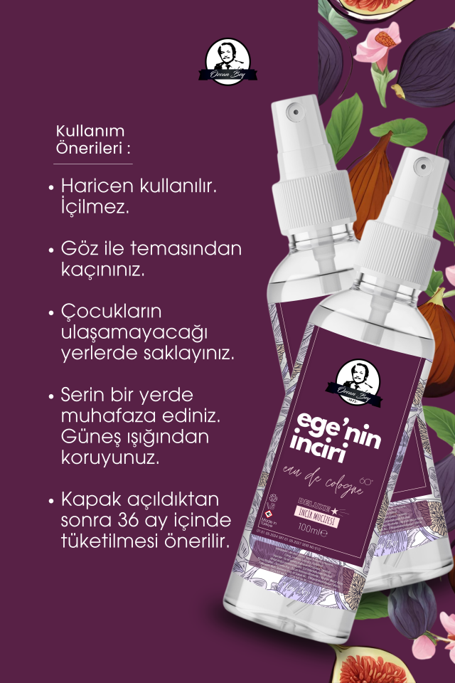 Mini Deluxe Seri Ege'nin İnciri Kolonyası Parfümlü İncir Çiçeği Kokulu Kolonya 100ml Pet Şişe