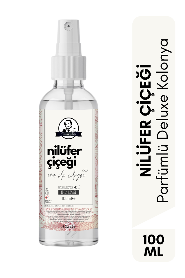 Mini Deluxe Seri Nilüfer Çiçeği Kolonyası Parfümlü Lotus Çiçeği Kokulu Kolonya 100ml Pet Şişe