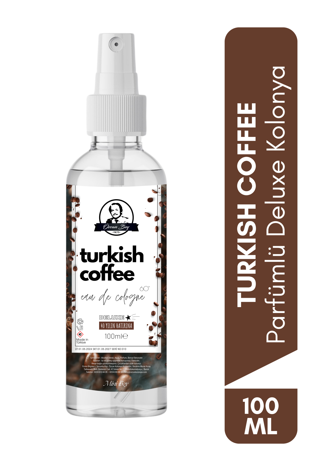 Mini Deluxe Seri Turkish Coffee Kolonyası Parfümlü Türk Kahvesi Kokulu Kolonya 100ml Pet Şişe