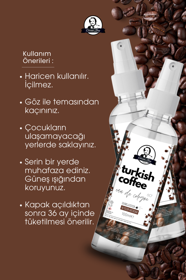 Mini Deluxe Seri Turkish Coffee Kolonyası Parfümlü Türk Kahvesi Kokulu Kolonya 100ml Pet Şişe