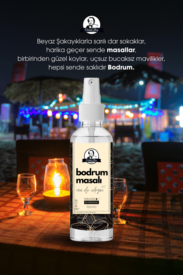 Mini Deluxe Seri Bodrum Masalı Kolonyası Parfümlü Beyaz Şakayık Çiçeği Kokulu Kolonya 100ml Pet Şişe