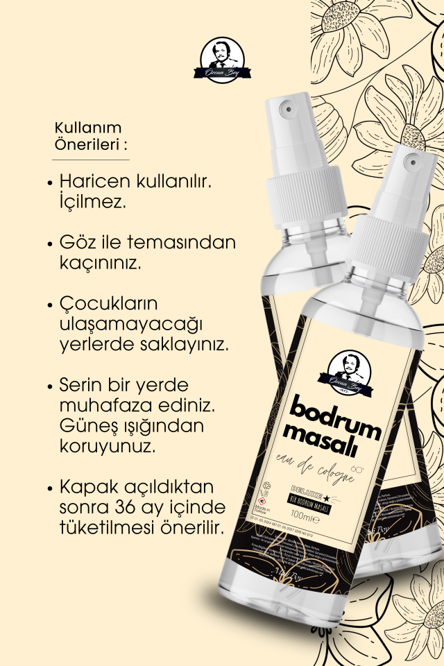 Mini Deluxe Seri Bodrum Masalı Kolonyası Parfümlü Beyaz Şakayık Çiçeği Kokulu Kolonya 100ml Pet Şişe