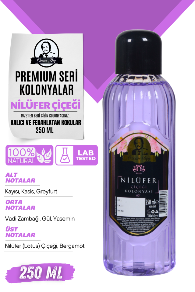 Premium Seri Nilüfer Çiçeği Kolonyası 250ml Pet Şişe