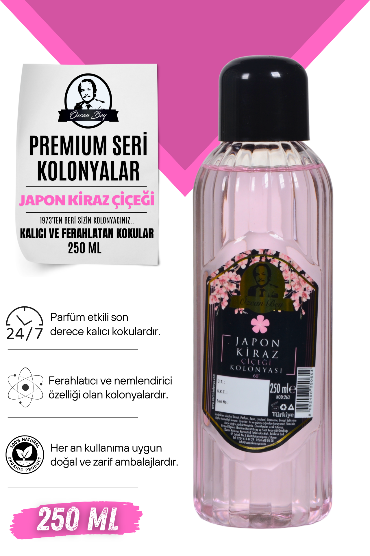 Premium Seri Japon Kiraz Çiçeği Kolonyası 250ml Pet Şişe