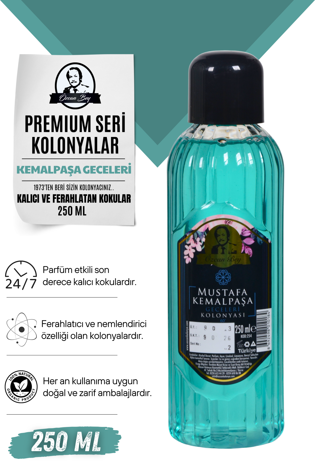 Premium Seri Kemalpaşa Geceleri Kolonyası 250ml Pet Şişe