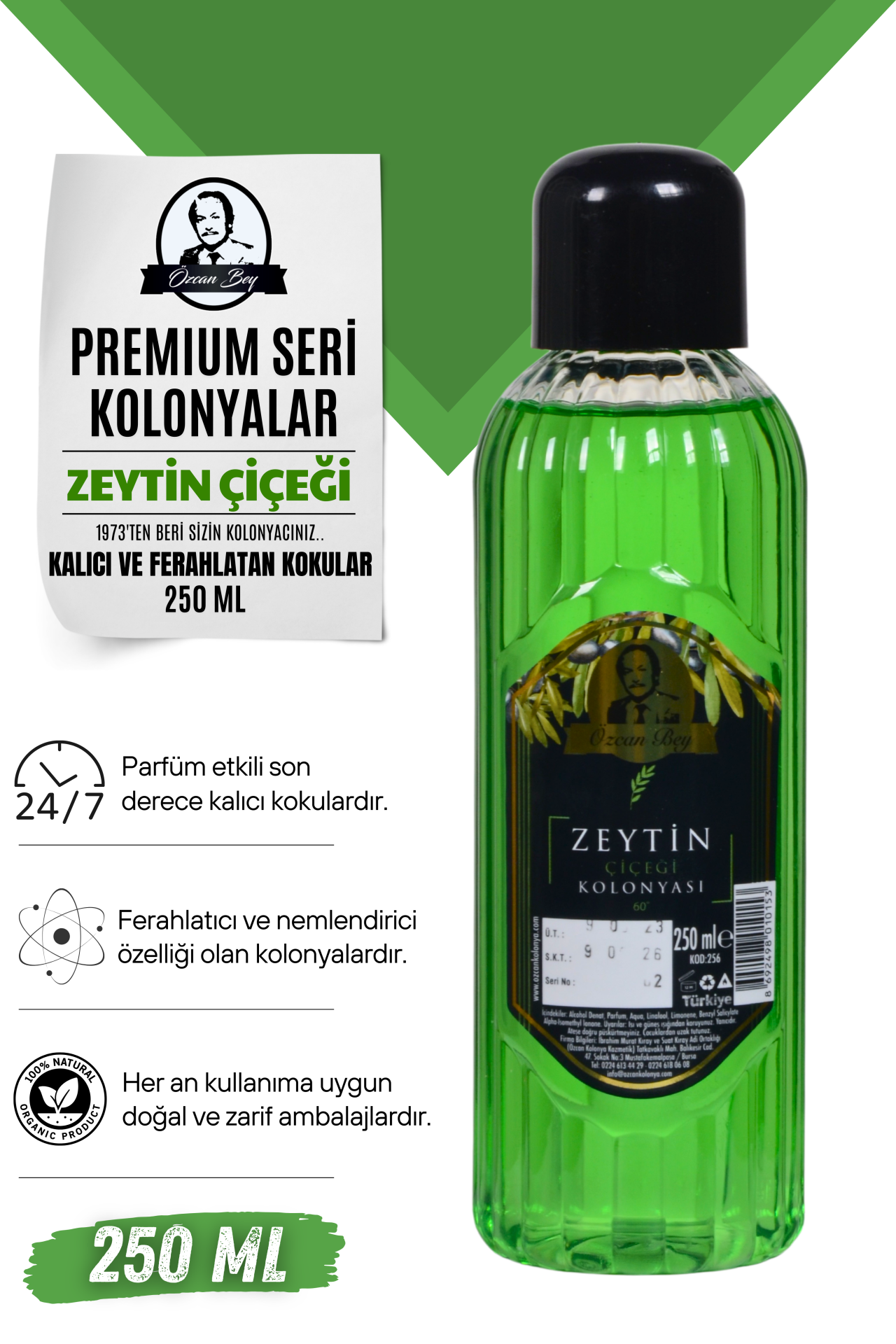 Premium Seri Zeytin Çiçeği Kolonyası 250ml Pet Şişe