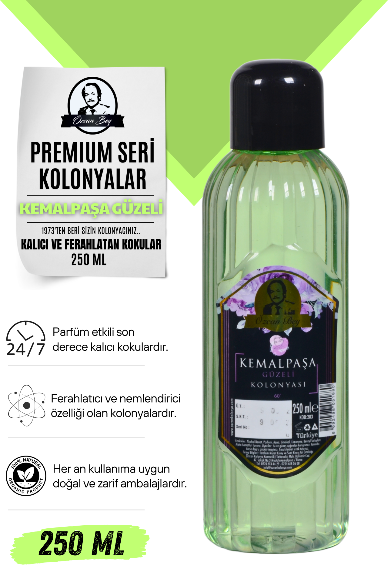 Premium Seri Kemalpaşa Güzeli Kolonyası 250ml Pet Şişe