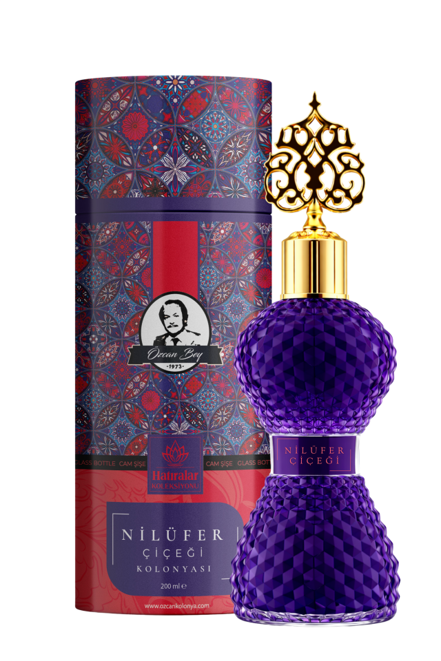 Hatıralar Koleksiyonu Nilüfer Çiçeği Kolonyası Söz Nişan Hediyelik Kutulu Cam Şişe Kolonya 200ml