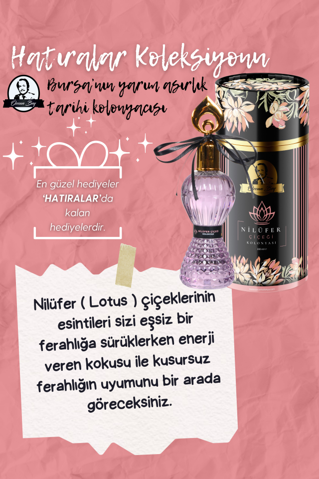 Hatıralar Koleksiyonu Söz Nişan Turistik Hediyelik Özel Kutulu Nilüfer Çiçeği Kolonyası 300ml