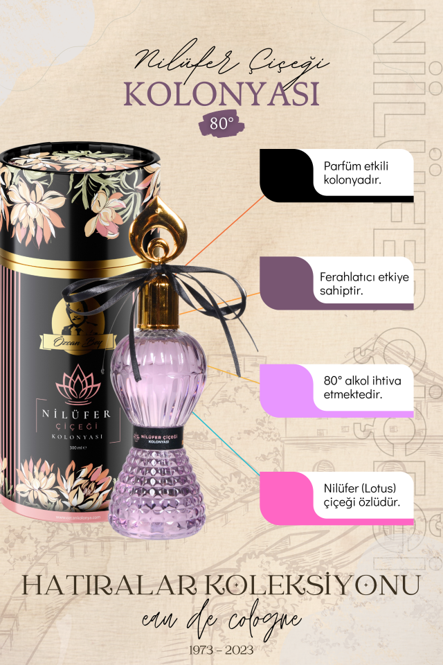 Hatıralar Koleksiyonu Söz Nişan Turistik Hediyelik Özel Kutulu Nilüfer Çiçeği Kolonyası 300ml